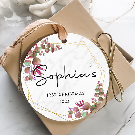 Purple Leaves Frame Baby's First Christmas - Personalized Ornament - Christmas Gift Banner-3_8040aa37-646b-426d-904f-7533c2c7dedd.jpg