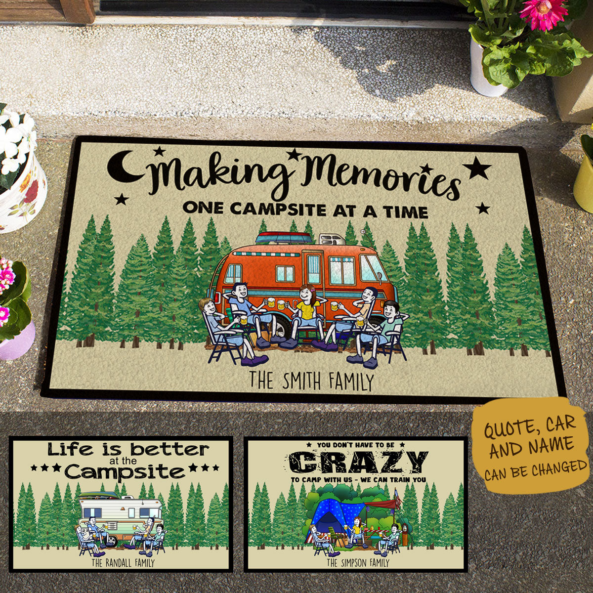 Making Memories Colorful Vans Personalized Doormat Camping Banner-doormat_763eced9-aca8-4b39-b3e9-dfb80e350374.jpg