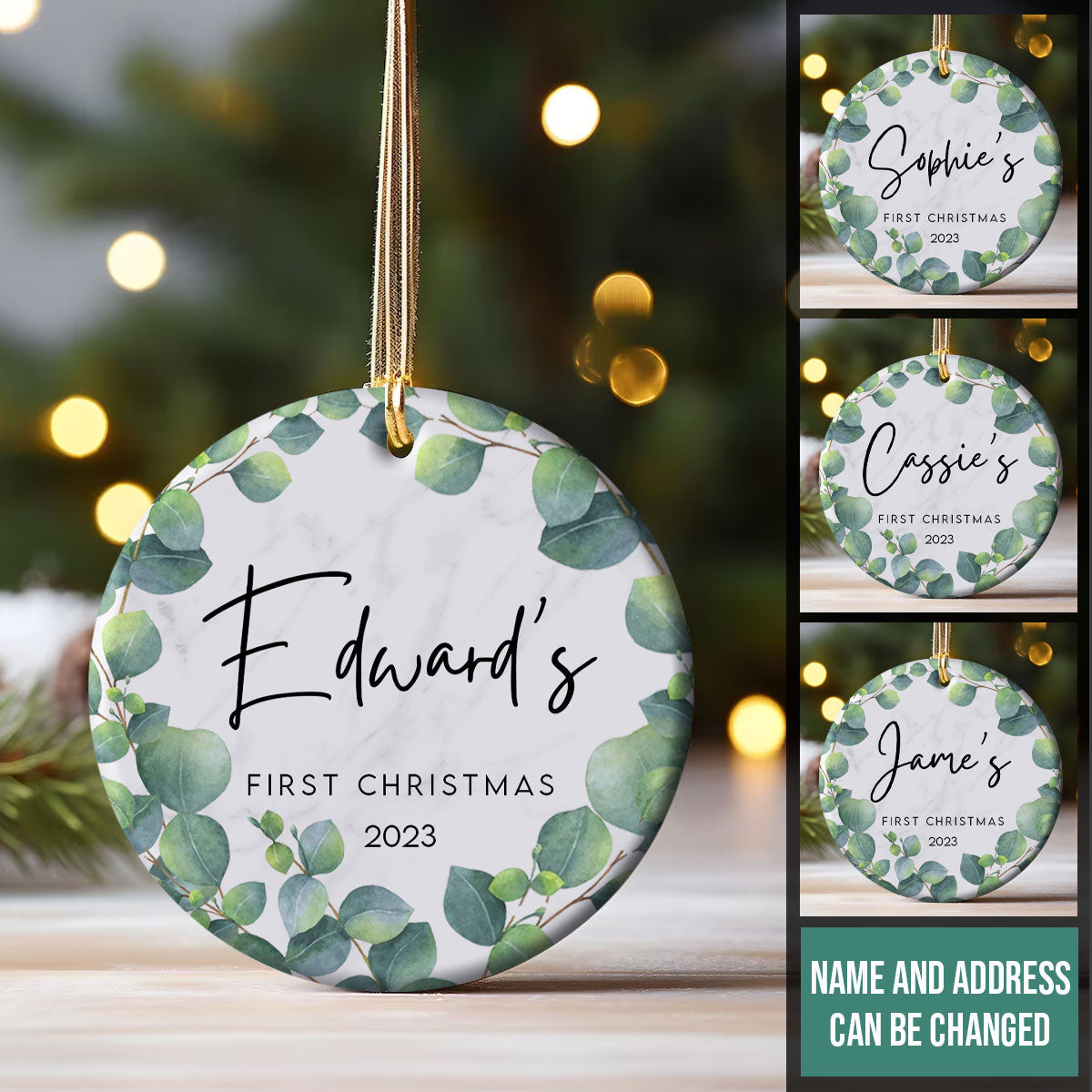 Baby's First Christmas Botanical Frame - Personalized Ornament - Christmas Gift Banner-fb-First-Christmas-2.jpg