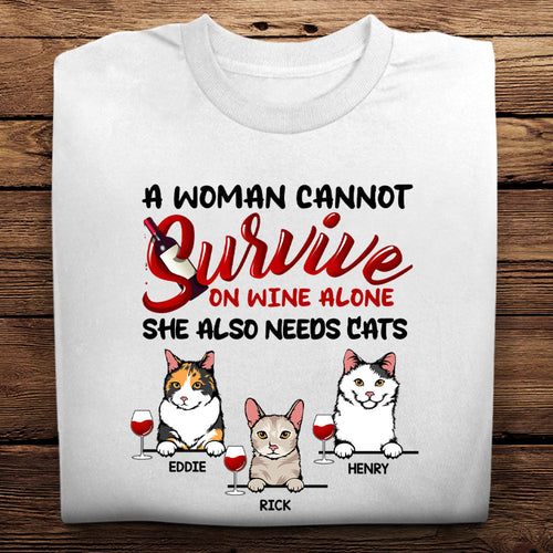 A Woman Cannot Survive On Wine Alone - Personalized Apparel - Gift For Cat Lovers, Gift For Her Banner-gg_235900c0-02b2-4c00-9c43-812220577a6b.jpg