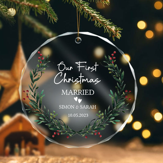 First Christmas Married Wedding Gift - Personalized Crystal Ornament - Christmas Gift For Newlywed Couple Banner-gg_64b82783-d6a9-4667-914f-609a56e30858.jpg