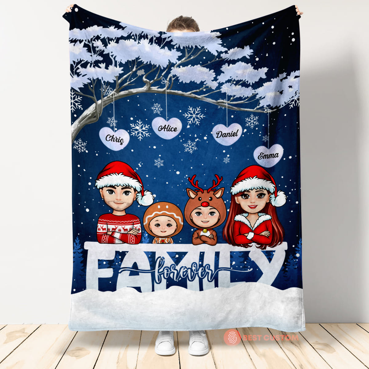 Family Forever Christmas - Personalized Blanket - Christmas Gift For Family Banner1-1.jpg