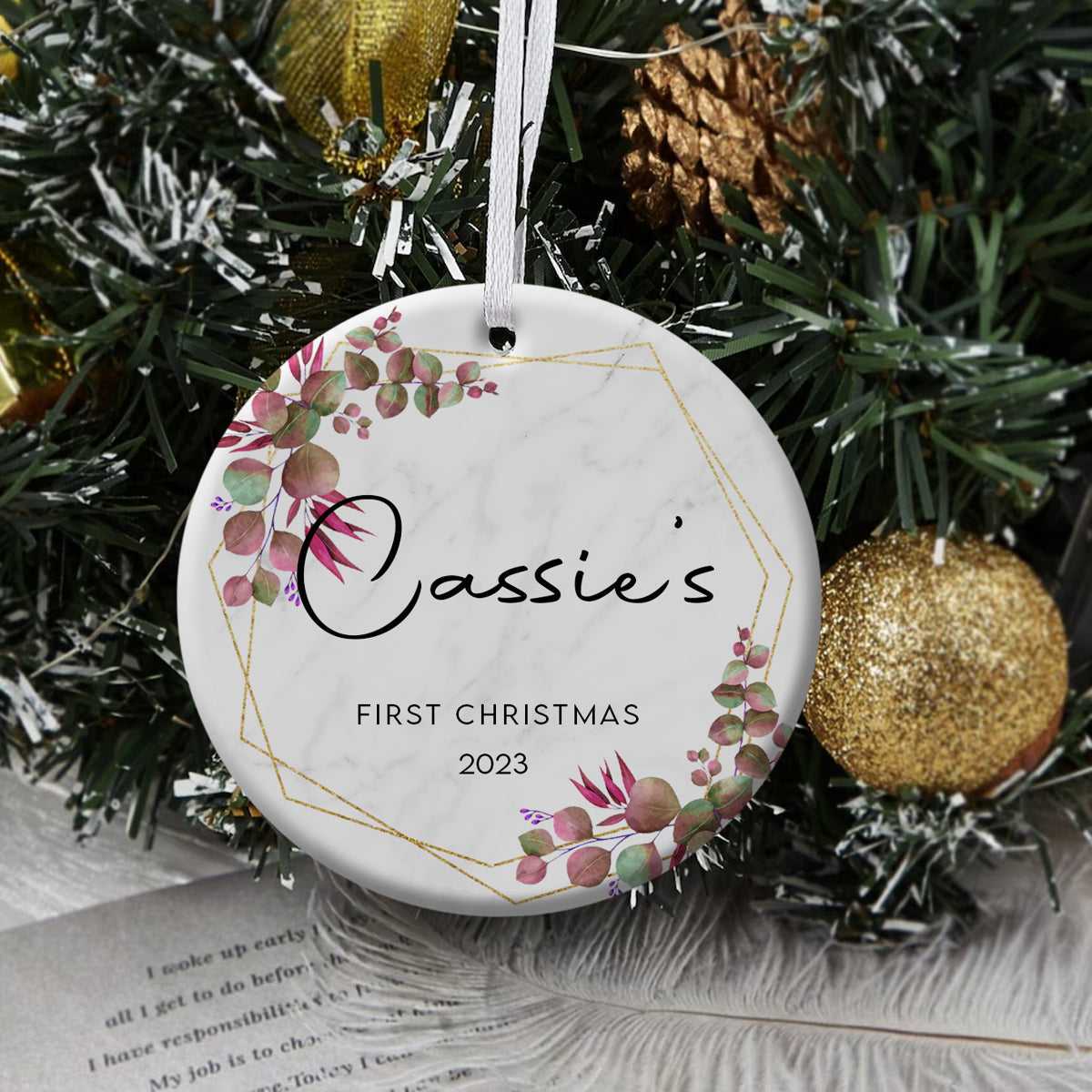 Purple Leaves Frame Baby's First Christmas - Personalized Ornament - Christmas Gift Banner1_4981e68b-ede2-4978-8bda-a80d486782eb.jpg