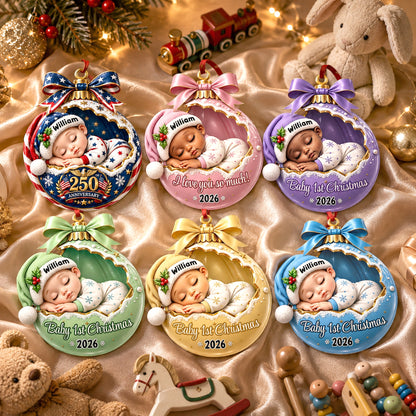 Sleeping Baby Christmas Love 2026 - Real 3D Raised Ornament