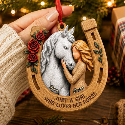 Just A Girl Who Loves Her Horses 3D Ornament - Personalized Gifts for Horse Lovers
