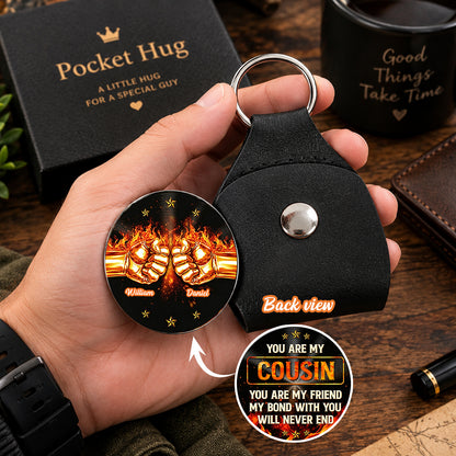 3D Metal Effect You Are My Brother My Friend - Personalized Leather Pocket Hug