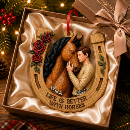 Just A Girl Who Loves Her Horses 3D Ornament - Personalized Gifts for Horse Lovers