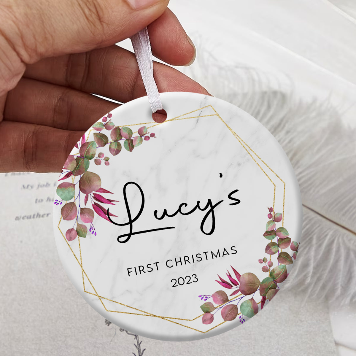 Purple Leaves Frame Baby's First Christmas - Personalized Ornament - Christmas Gift Banner2_9c798ca5-26f1-49f8-8542-2e201dc1a659.jpg
