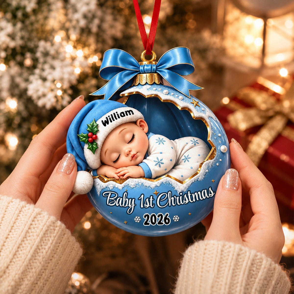 Sleeping Baby Christmas Love 2026 - Real 3D Raised Ornament