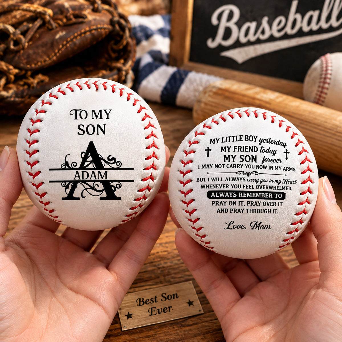 To My Grandson Never Forget How Much I Love You | Personalized Baseball