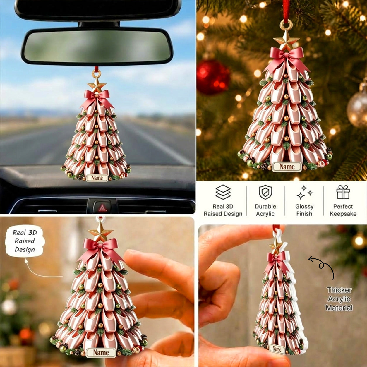 “Beautiful Ballet Shoes Christmas Tree Personalized Holiday Keepsake Ornament”