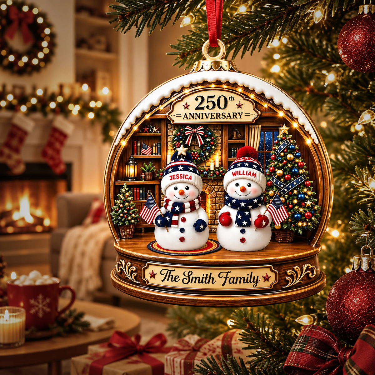 Snowman Family 2026 - My Family Christmas - Real 3D Ceramic Ornament