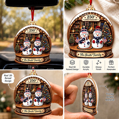 Snowman Family 2026 - My Family Christmas - Real 3D Ceramic Ornament