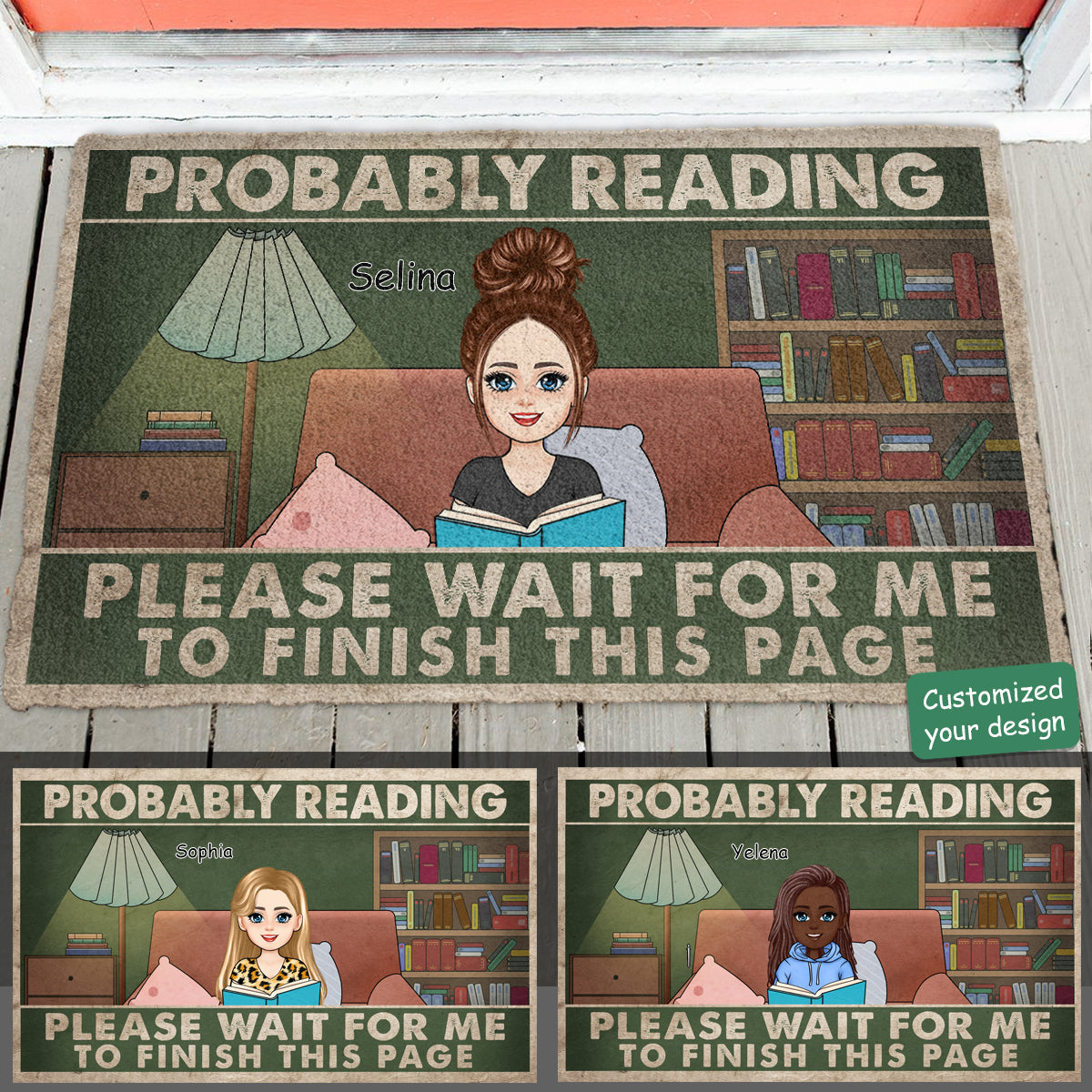 Probably Reading - Personalized Doormat - Funny, Gift For Book Lover BannerfbProbablyReading-PersonalizedDoormat-Funny_GiftForBookLover.jpg