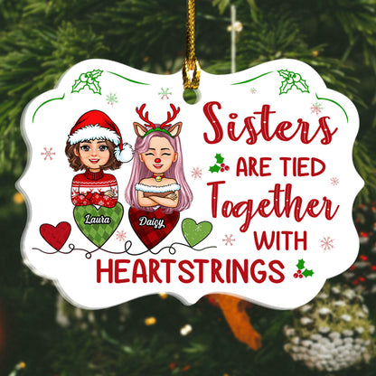 Sisters Are Tied Together With Heartstrings - Personalized Ornament - Christmas Gift For Sister, Bestie Bannergg_ac424bee-7fb1-4a82-9a4c-c037d15f42f7.jpg