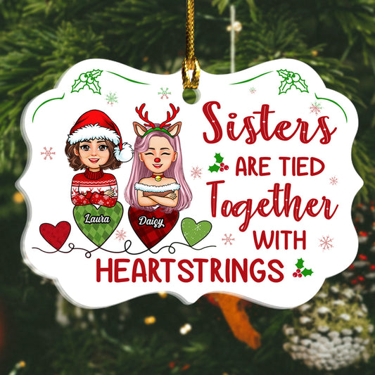 Sisters Are Tied Together With Heartstrings - Personalized Ornament - Christmas Gift For Sister, Bestie Bannergg_ac424bee-7fb1-4a82-9a4c-c037d15f42f7.jpg
