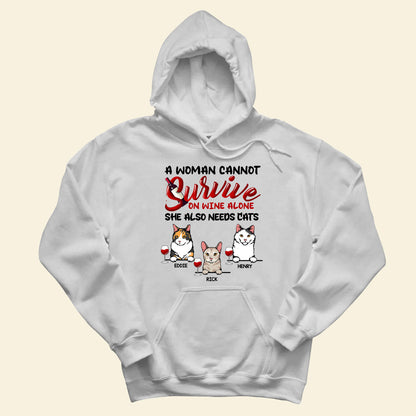 A Woman Cannot Survive On Wine Alone - Personalized Apparel - Gift For Cat Lovers, Gift For Her Bannerhoodie_58b19ab3-b5c0-413a-a378-a30d32ebce4e.jpg