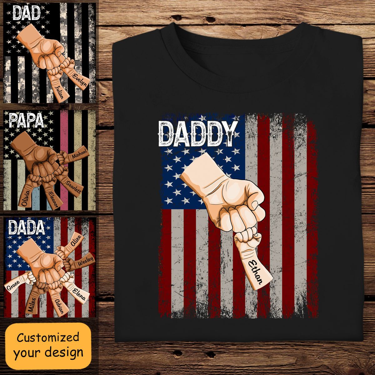 Grandpa & Grandkids American Fist Bump - Personalized Apparel - Loving Gift For Father, Dad, Father's Day Bn-fb-6451ce348fc1010008ff1730.jpg