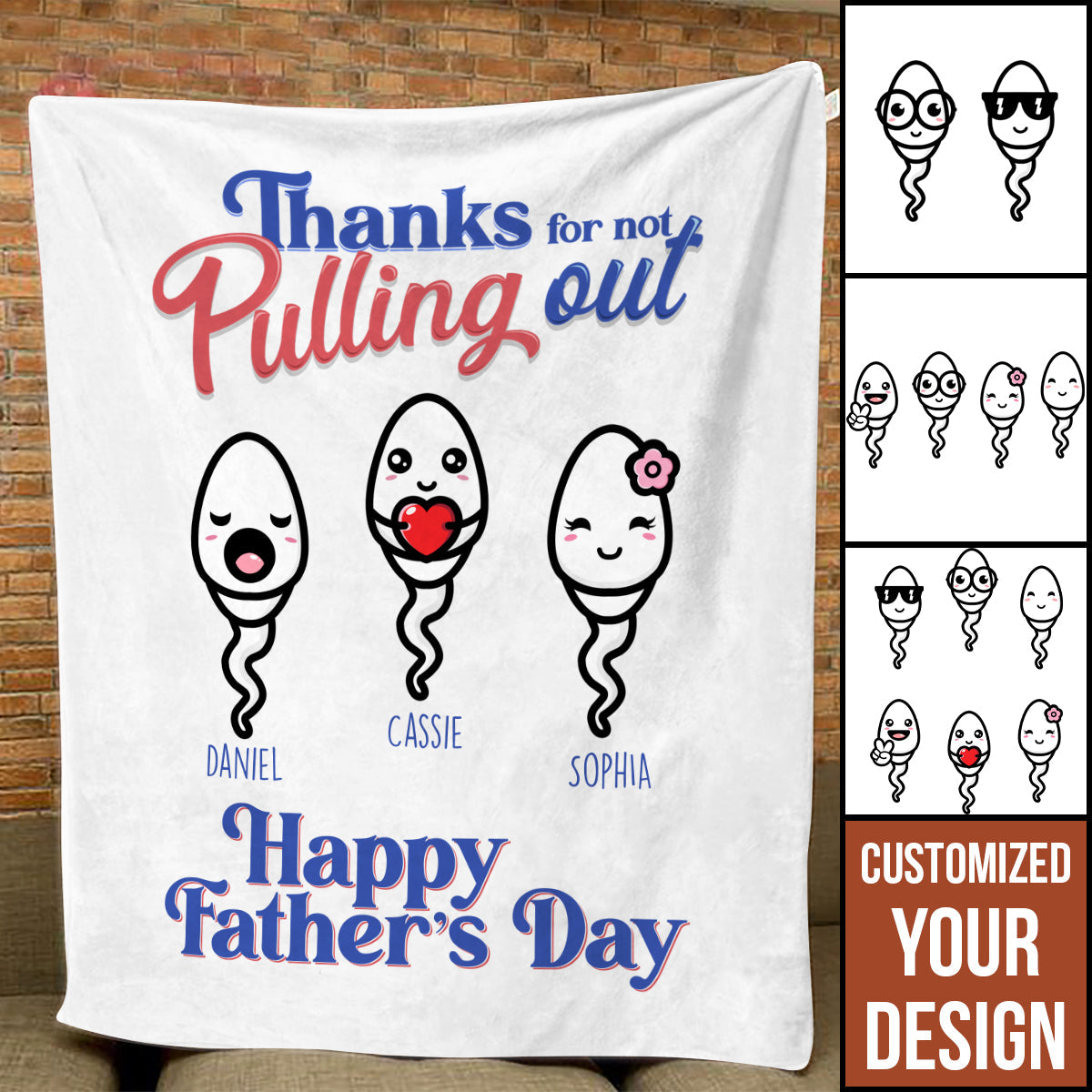 Thanks For Not Pulling Out - Personalized Blanket - Funny, Gift For Dad, Father's Day Gift, Birthday Gift Bn-fb-645359c6356c8700099a8156.jpg