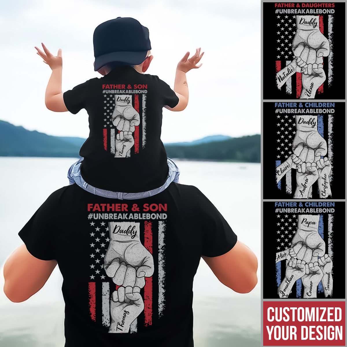 Father Daughter Father Son Unbreakable Bond - Personalized Shirt - Birthday Father's Day Gift For Dad, Husband Bn-fb-64548d960b0f1b0008faa8c3-FIX.jpg