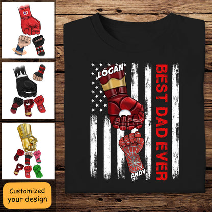 Best Dad Ever Superhero American Fist Bump - Personalized Apparel - Gift For Father, Dad, Father's Day, Birthday Gift Bn-fb-645db78114943700081d2a40.jpg