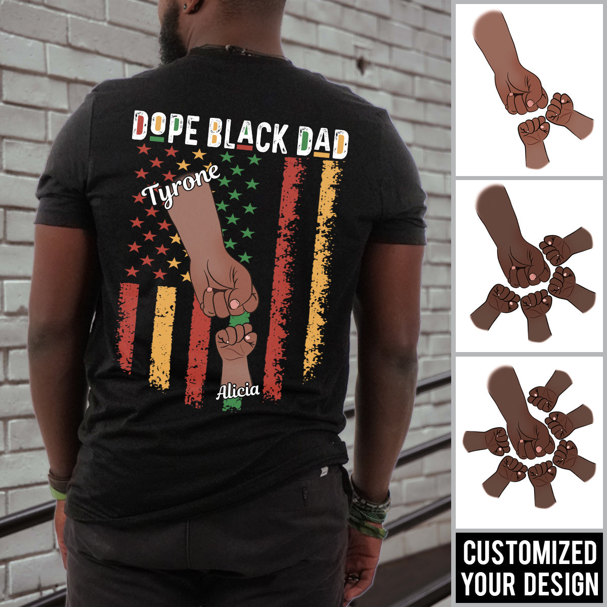 Dope Black Dad Fist Bump - Personalized Back Design Apparel - Gift For Father, Dad, Father's Day, Birthday Gift Bn-fb-647812c1f44af00008f354da.jpg