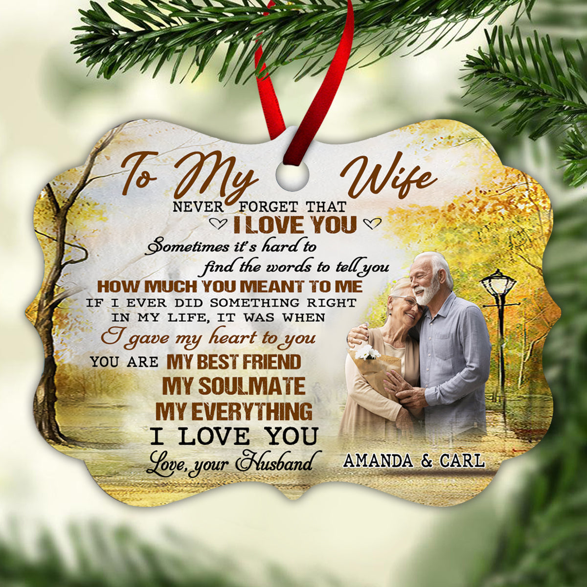 To My Wife Never Forget That I Love You - Personalized Photo Custom Shape Ornament - Gift Fom Husband, Gift For Wife Bn-fb-64d30c639e363d000821d872.jpg