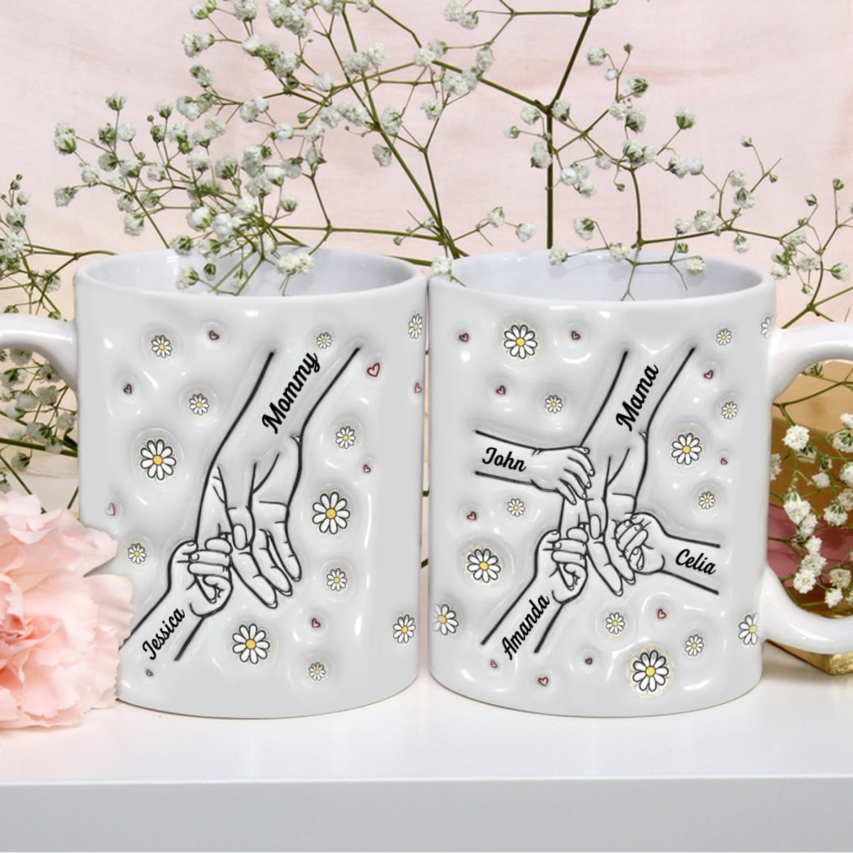 Mom And Kids Hold Hand - Personalized 3D Inflated Effect Printed Mug - Gift For Mother Bn2.jpg
