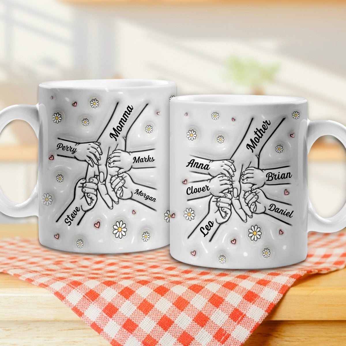 Mom And Kids Hold Hand - Personalized 3D Inflated Effect Printed Mug - Gift For Mother Bn3.jpg
