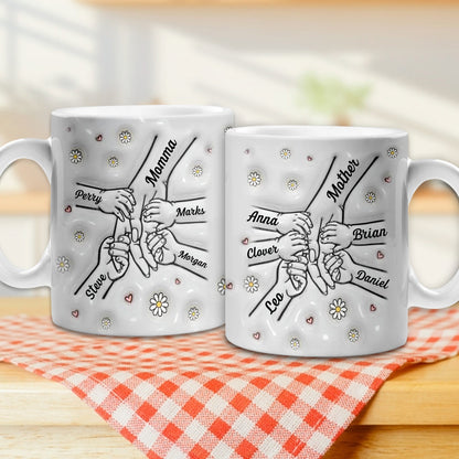 Mom And Kids Hold Hand - Personalized 3D Inflated Effect Printed Mug - Gift For Mother Bn3.jpg