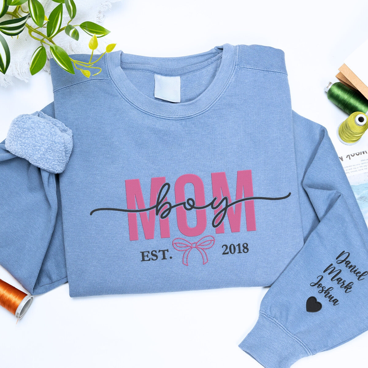 Boy Mom Sweatshirt or Hoodie with Embroidered Names on Sleeve, Custom Gift for Boy Mom Boy-Mom-Sweatshirt-Denim_5000x_2b7336bf-d2af-44af-8dfe-61a5ac90b77f.jpg