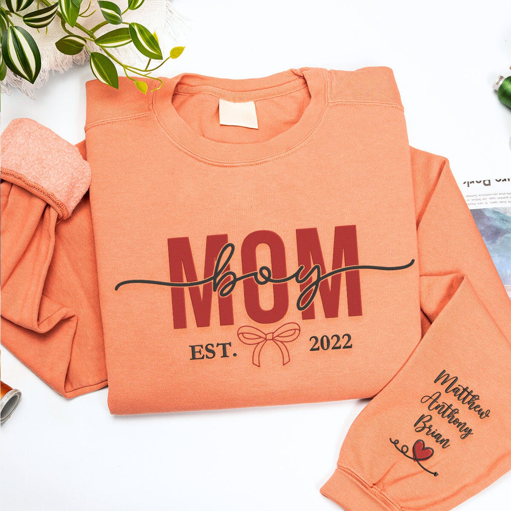 Boy Mom Sweatshirt or Hoodie with Embroidered Names on Sleeve, Custom Gift for Boy Mom Boy-Mom-Sweatshirt-Terracotta_5000x_aafd7b9d-7718-45cc-adc4-82f2f49ec599.jpg