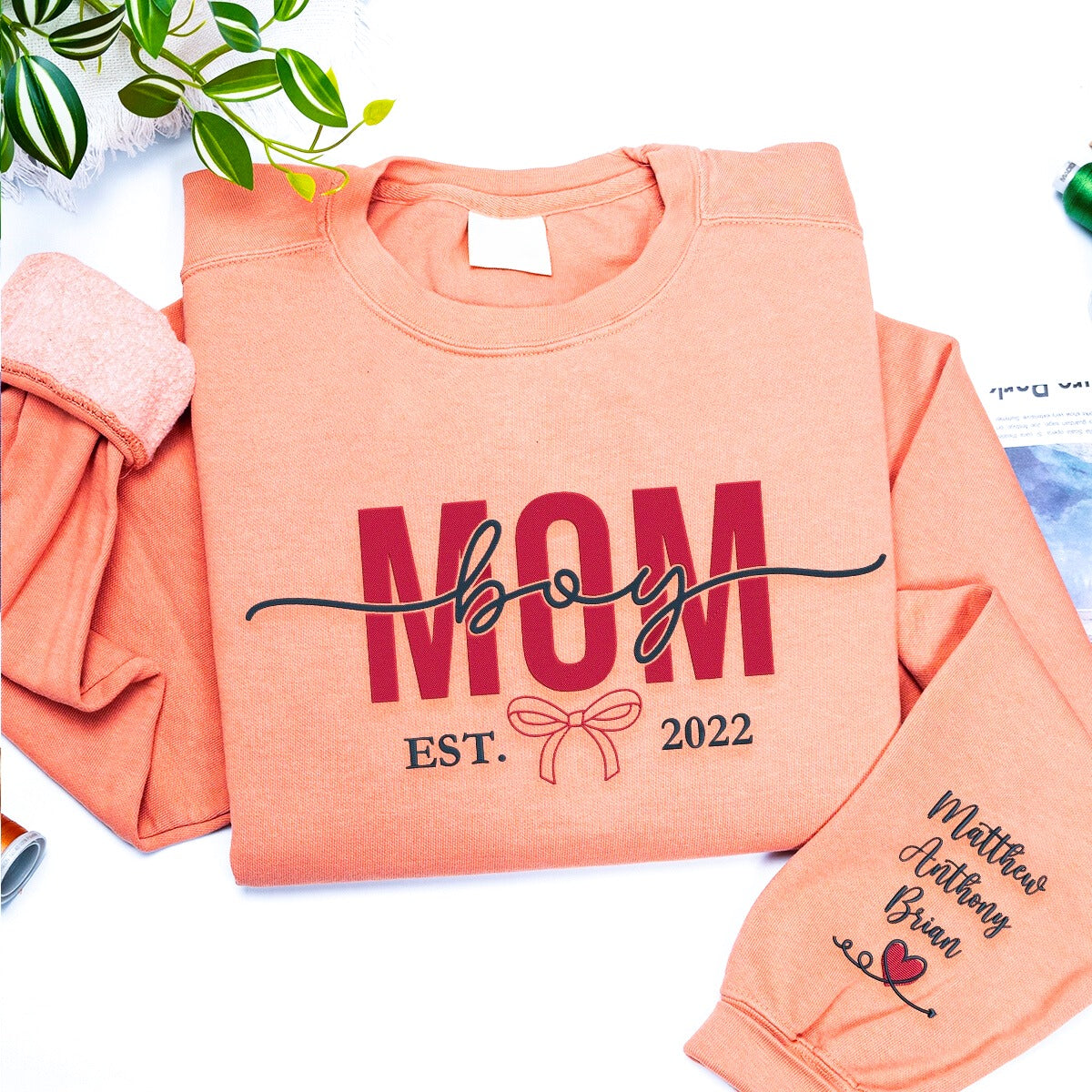Boy Mom Sweatshirt or Hoodie with Embroidered Names on Sleeve, Custom Gift for Boy Mom Boy-Mom-Sweatshirt-Terracotta_5000xdd.jpg