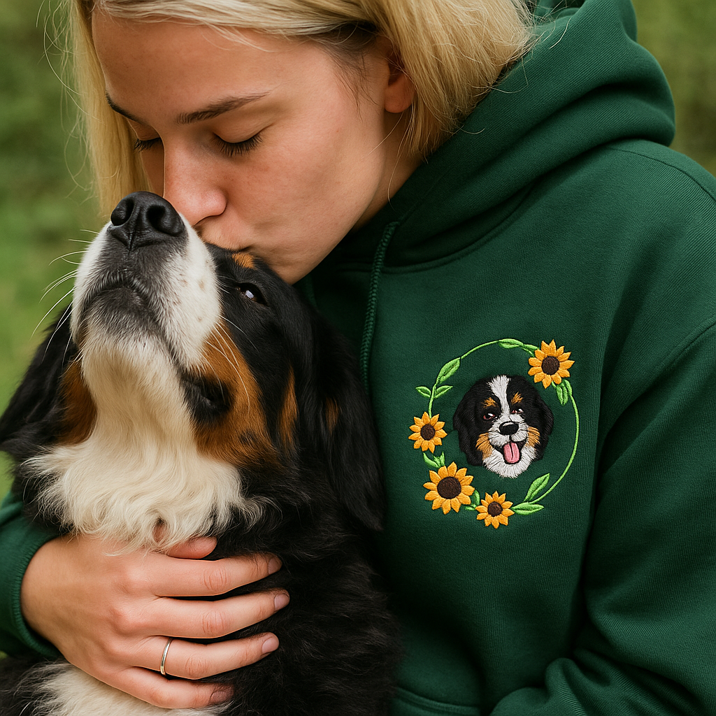 Embroidered custom pet sportswear, custom embroidered dog sportswear, unisex round neck, hoodie, unisex T-shirt, pet lover gift