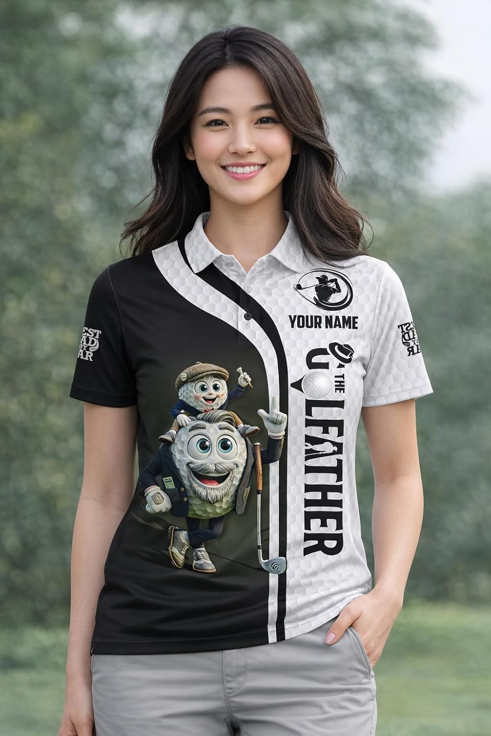 HIE26022702 CustomNameGolfPoloShirtCartoonGolfBallFatherSonGraphicBlackWhitePerformanceShirt2.jpg