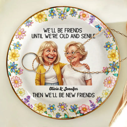 Custom Photo Caricature Until We Are Old And Senile - Personalized Ring Dish