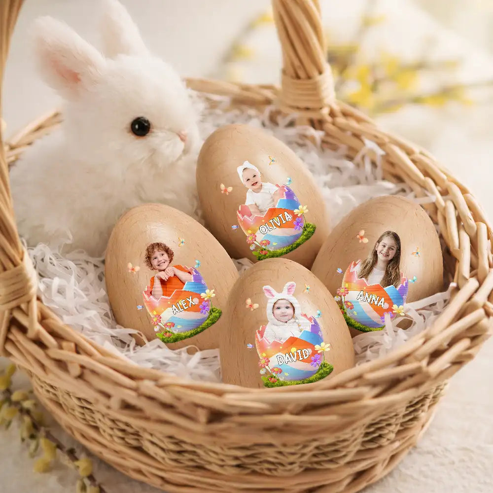 Custom Photo Hatching Easter Egg - Personalized Musical Wooden Easter Egg Shaker