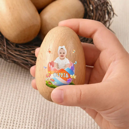 Custom Photo Hatching Easter Egg - Personalized Musical Wooden Easter Egg Shaker