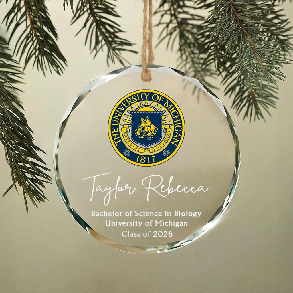 Custom College Logo Graduation Ornament - Personalized Grad Gift for Graduates To Celebrate Your Hard Work, Class of 2025 Custom_College_Logo_Graduation_Ornament.png