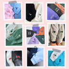 Custom Embroidered Shark Love Roman Numeral Matching Hoodies for Couples