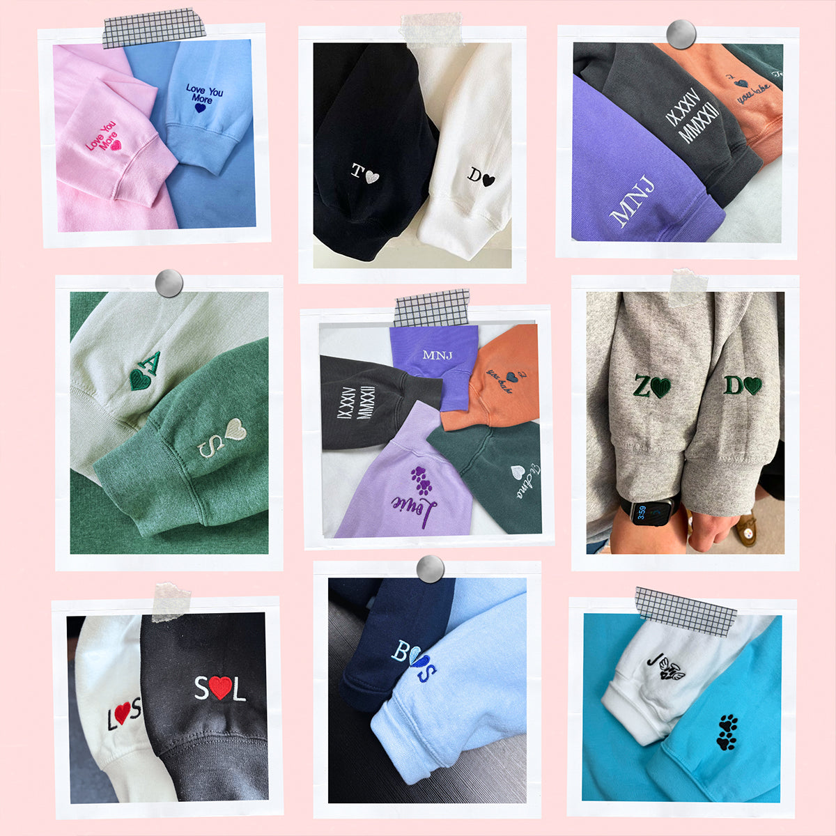Custom Embroidered Shark Love Roman Numeral Matching Hoodies for Couples
