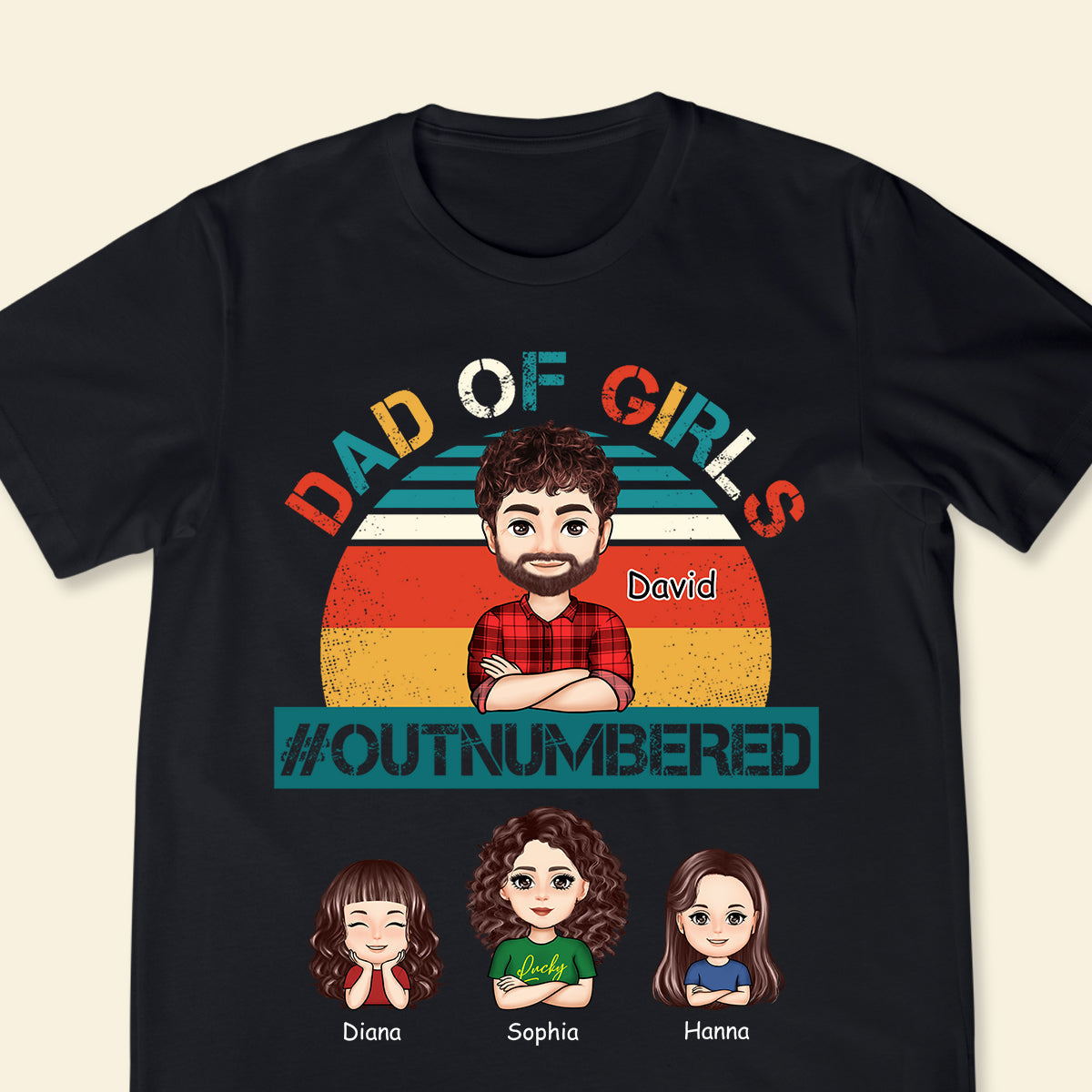 Dad Of Girls Outnumbered - Personalized Apparel - Gift For Father, Grandpa, Father's Day Gift DA59F2_1.jpg