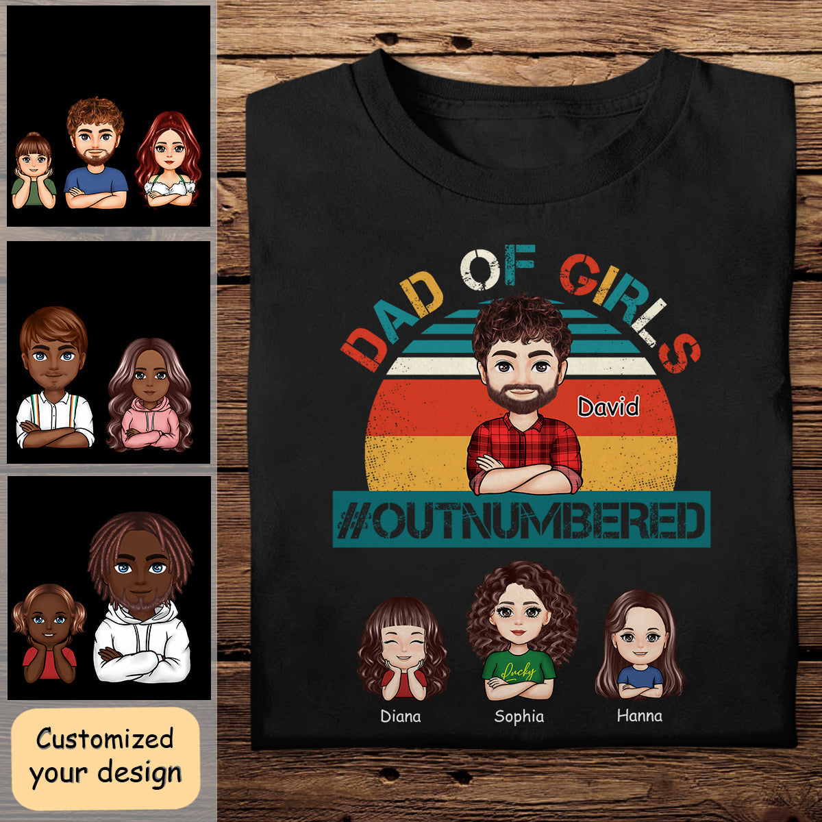 Dad Of Girls Outnumbered - Personalized Apparel - Gift For Father, Grandpa, Father's Day Gift DADOFG_3.jpg
