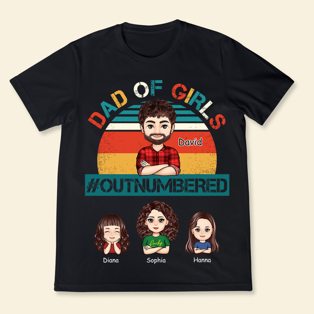 Dad Of Girls Outnumbered - Personalized Apparel - Gift For Father, Grandpa, Father's Day Gift DADOFG_4.jpg