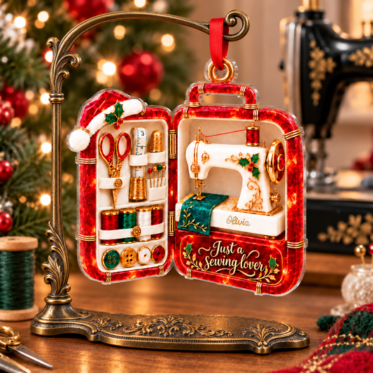 Christmas Sewing Case Acrylic Ornament - Personalized Gifts For Sewing Lovers, Unique, Luxury Gift