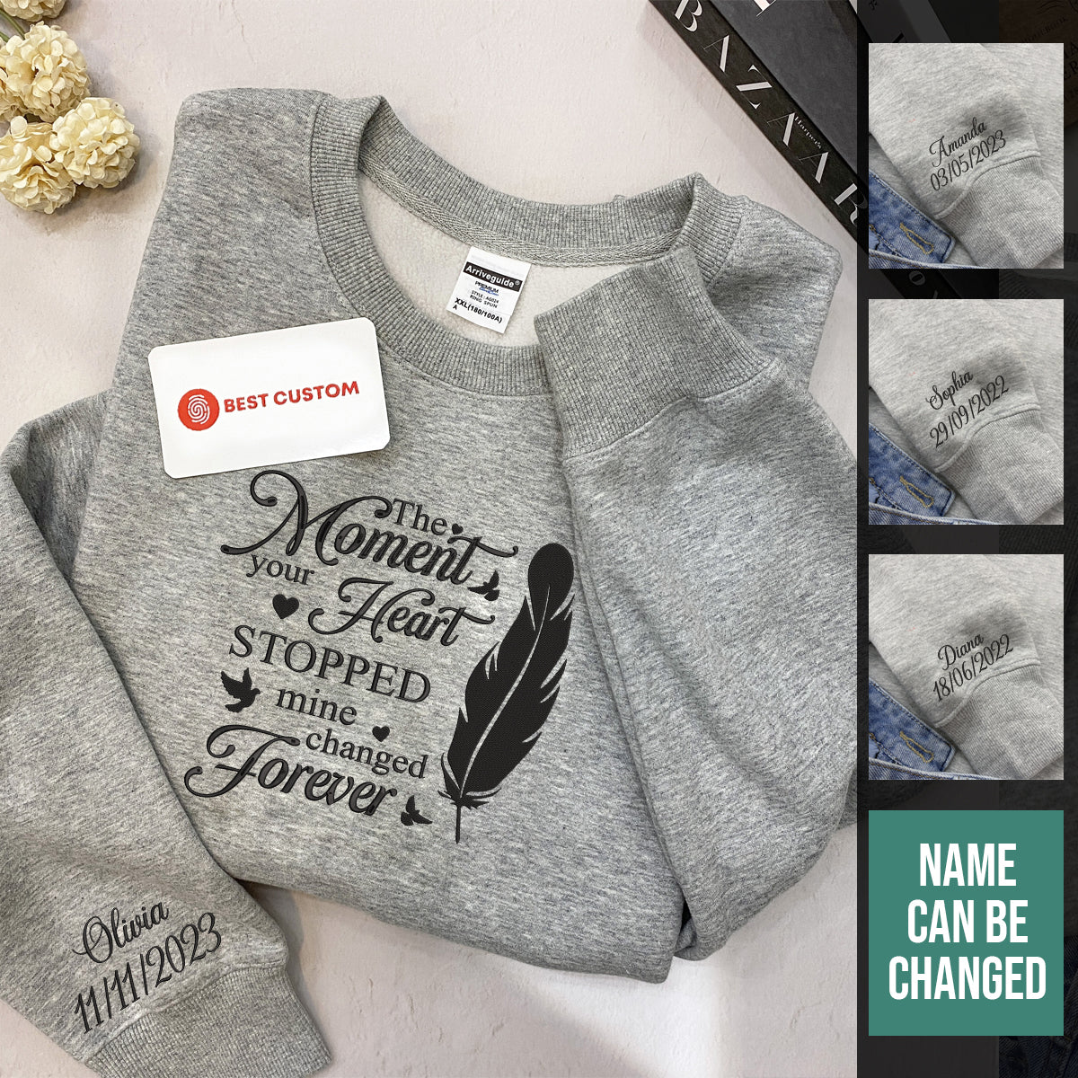 Embroidered In Memory Of, Feather With Birds Custom Embroidery Memorial Shirt With Name EmbroideredInMemoryOf_FeatherWithBirds-7.jpg?v=1743397428