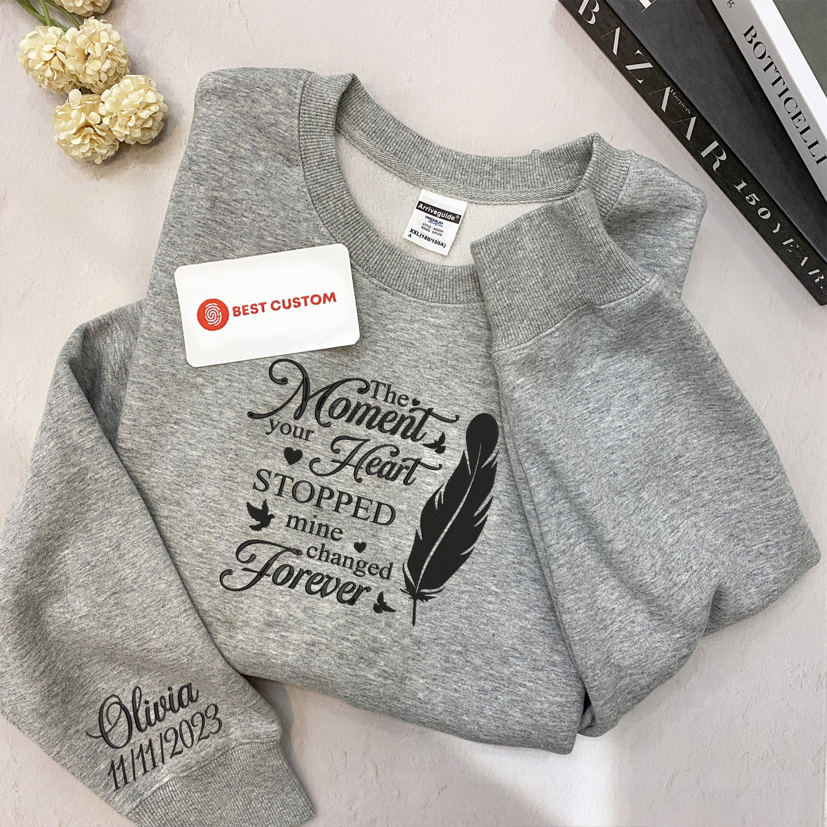 Embroidered In Memory Of, Feather With Birds Custom Embroidery Memorial Shirt With Name EmbroideredInMemoryOf_FeatherWithBirds-8.jpg?v=1743397428