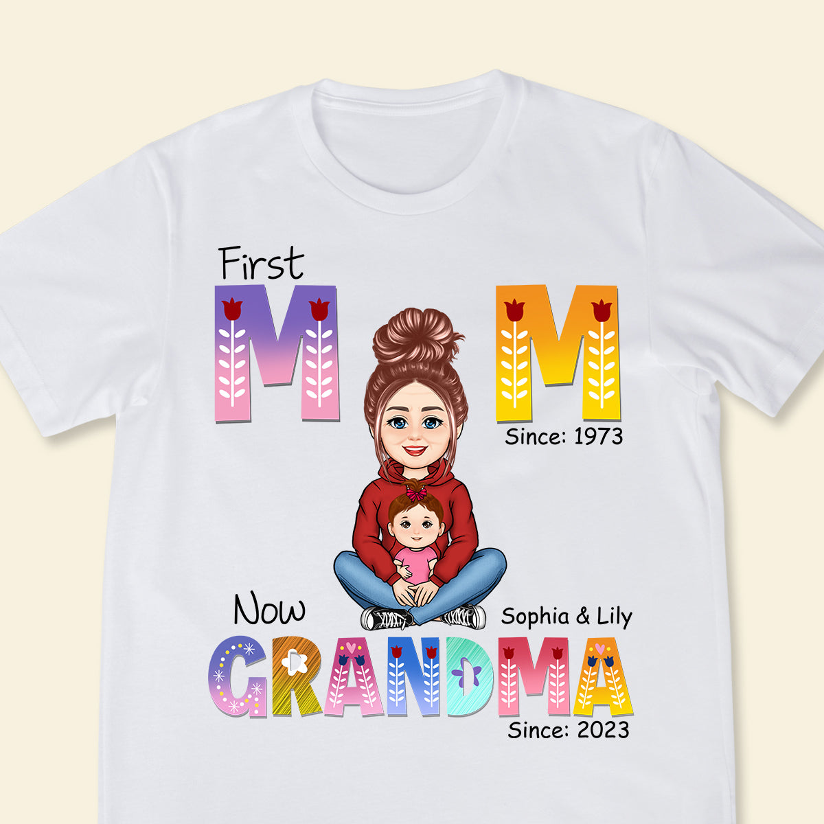 First Mom Now Grandma - Personalized Apparel - Gift For Grandma, Nana, Granny, Mother's Day FIRSTM_1.jpg