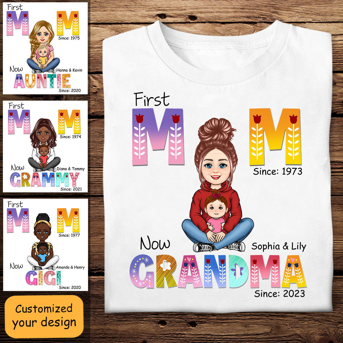 First Mom Now Grandma - Personalized Apparel - Gift For Grandma, Nana, Granny, Mother's Day FIRSTM_4.jpg