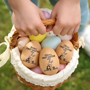 First Easter With Alphabet - Personalized Wooden Easter Egg Shaker